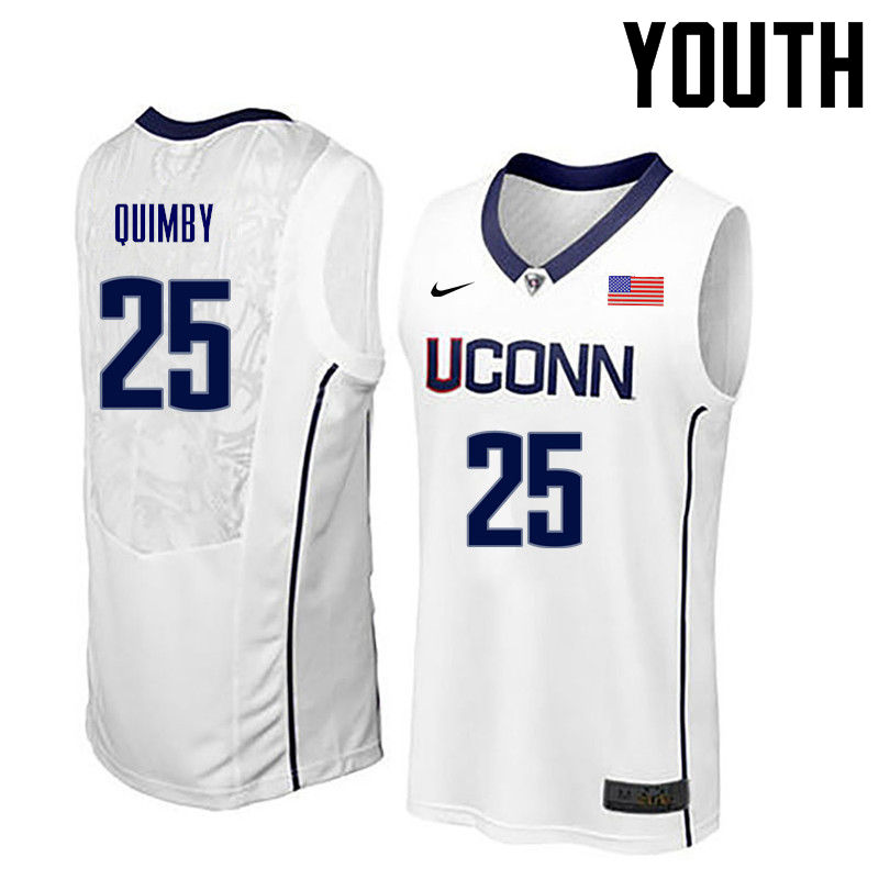 Youth Uconn Huskies #25 Art Quimby College Basketball Jerseys-White - Click Image to Close
